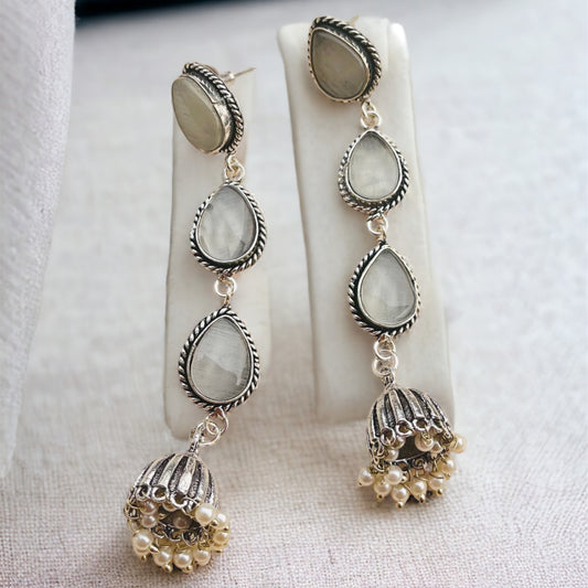 Grey Monalisa Stone Drop Earrings