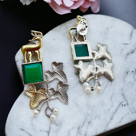 Dual Tone Deer Earring