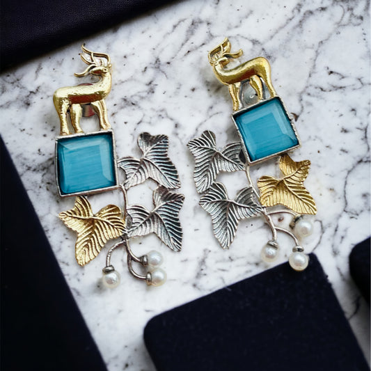 Dual Tone Deer Earring