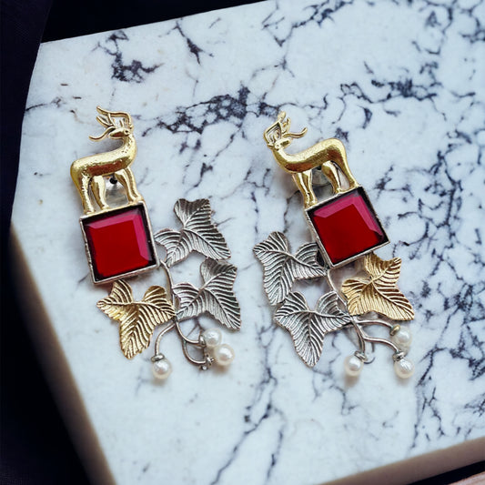 Dual Tone Deer Earring