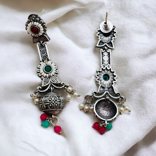 Pink & Green Drop Earring