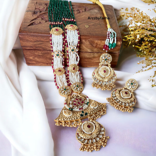 Multilayered Rajwadi Necklace Set