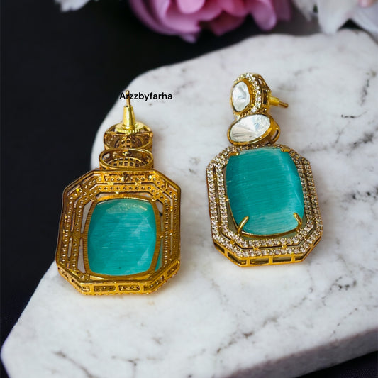 Doublet Stone CZ Studded Earrings