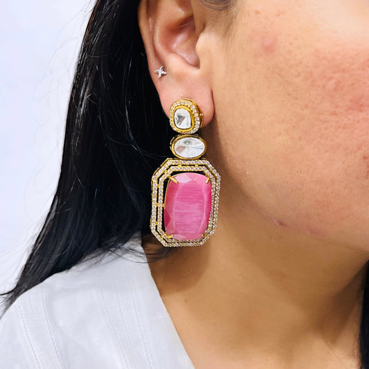 Doublet Stone CZ Studded Earrings