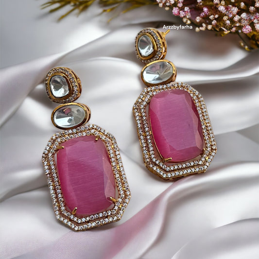 Doublet Stone CZ Studded Earrings