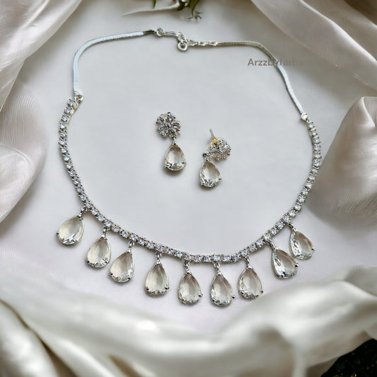 Crystal White Stone Necklace Set