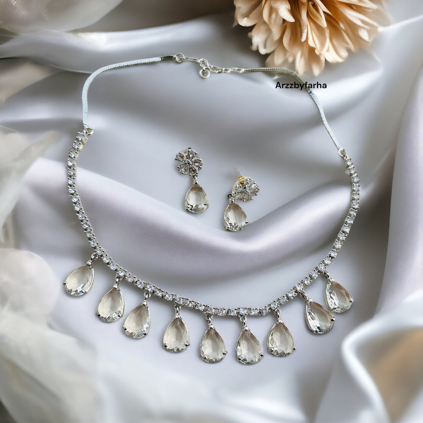 Crystal White Stone Necklace Set