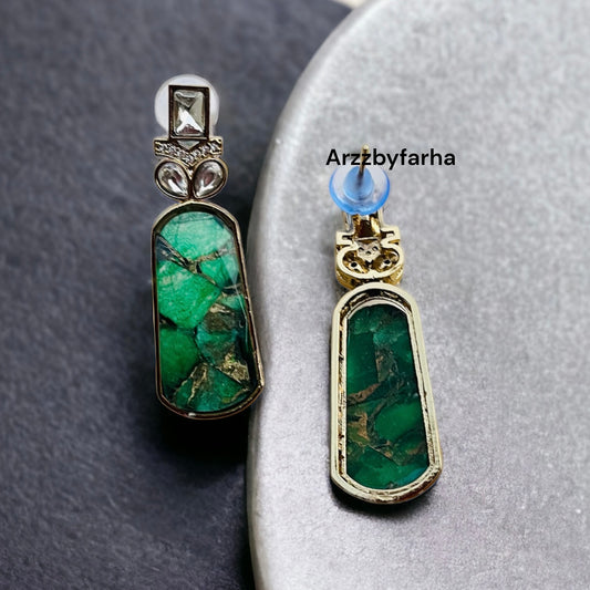 Doublet Textured Stone CZ Studded Earrings