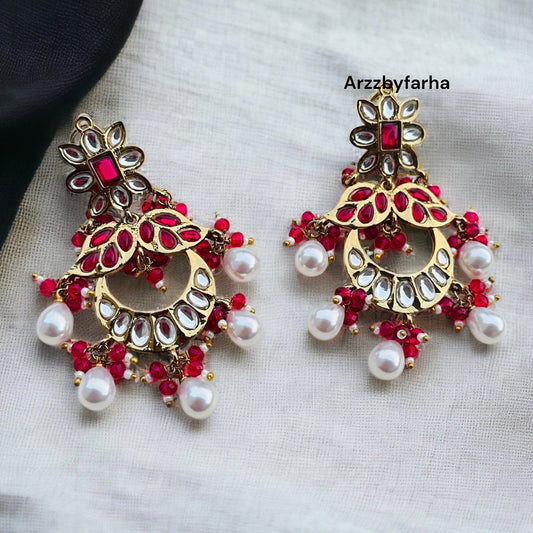 Ruby Pink Chandbali Earrings