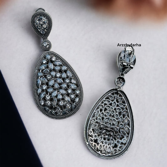 Metallic Grey Drop Earrings