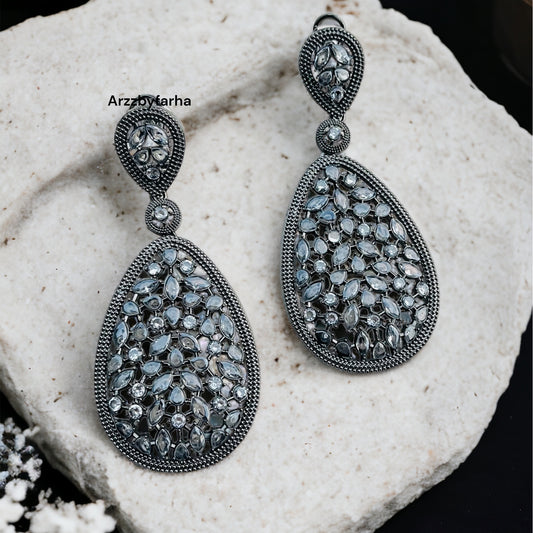 Metallic Grey Drop Earrings