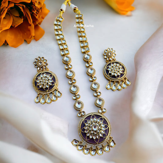 Purple Moissanite Necklace Set