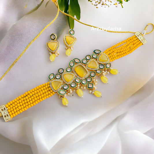 Yellow Beads Necklace Set