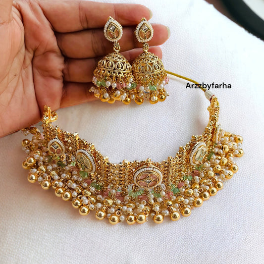 Gold Choker Necklace Set
