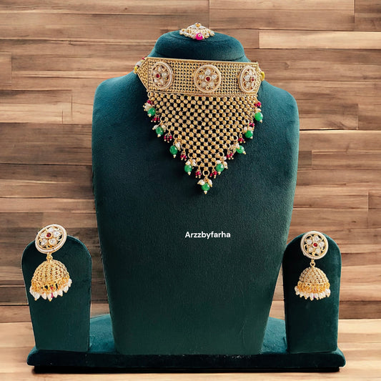 Kundan & Pearl Gold Necklace Set