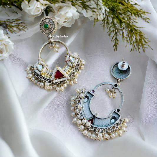 Dual Tone Chandbali Earrings