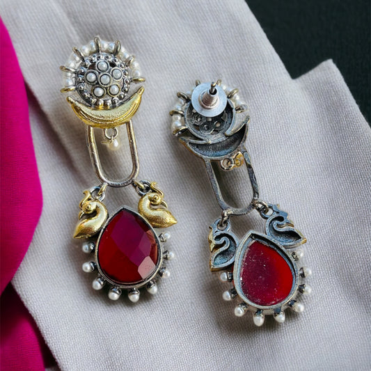 Dual Tone Red Earrings