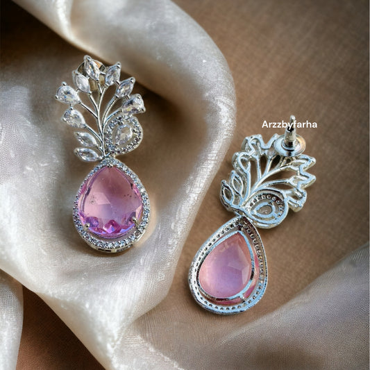 Pink Stone Zircon Earrings