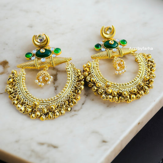 Statement Mint Chandbali Earrings