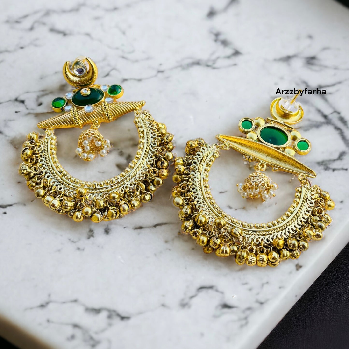 Statement Mint Chandbali Earrings