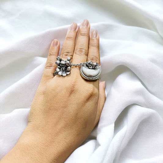Double Finger Oxidised Ring