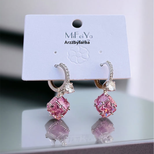 Luxe Pink Crystal Stone Earrings