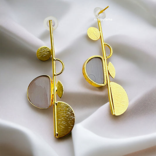 Grey Gold Brass Earring