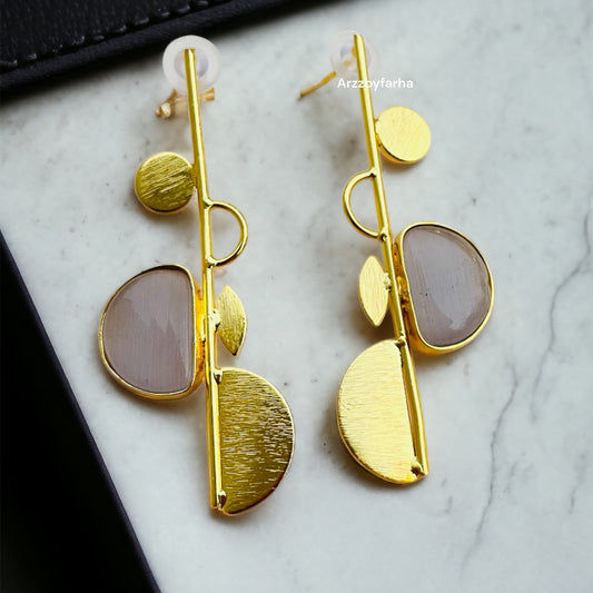 Grey Gold Brass Earring
