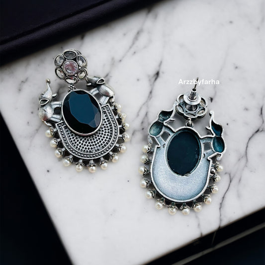 Black Stone Drop Earrings