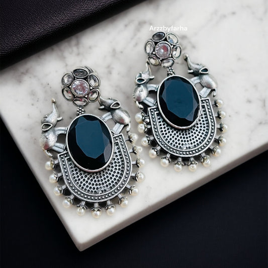 Black Stone Drop Earrings