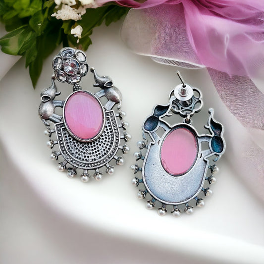 Pink Stone Drop Earrings
