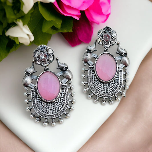 Pink Stone Drop Earrings