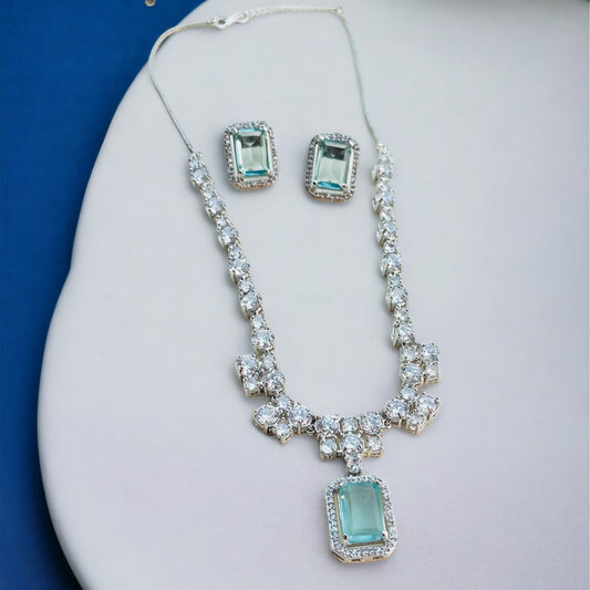 Mint Stone AD Zircon Necklace Set