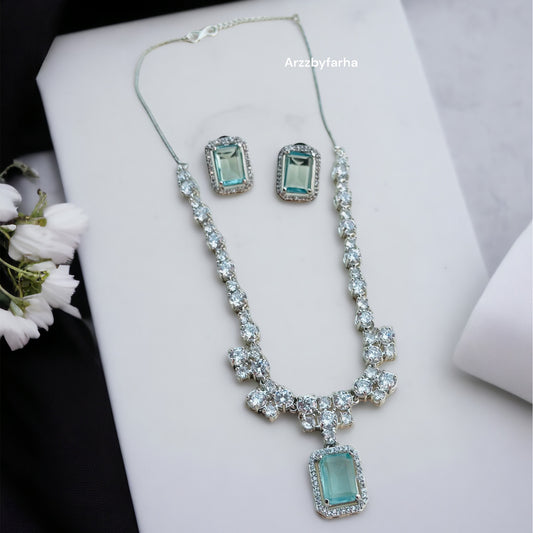 Mint Stone AD Zircon Necklace Set