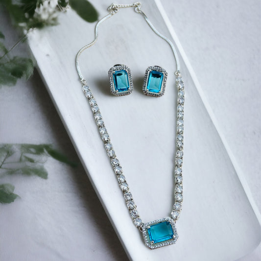 Blue AD Zircon Necklace Set