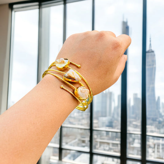 MOP Gold Brass Bracelet