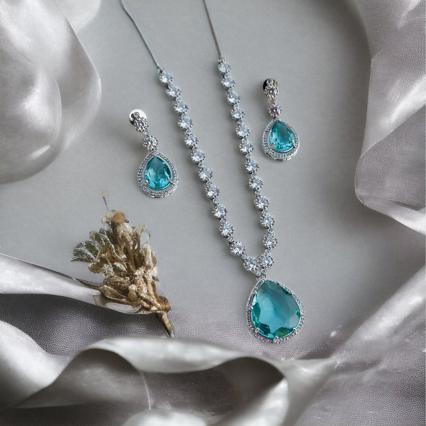 Sea Green AD Zircon Necklace Set