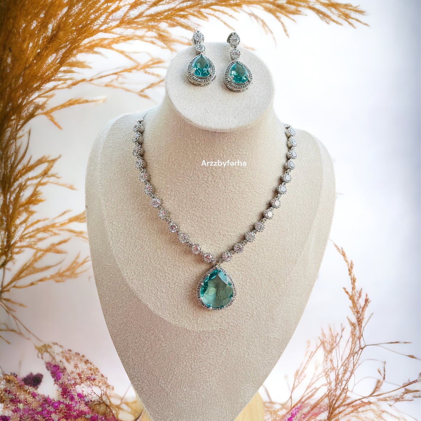Sea Green AD Zircon Necklace Set