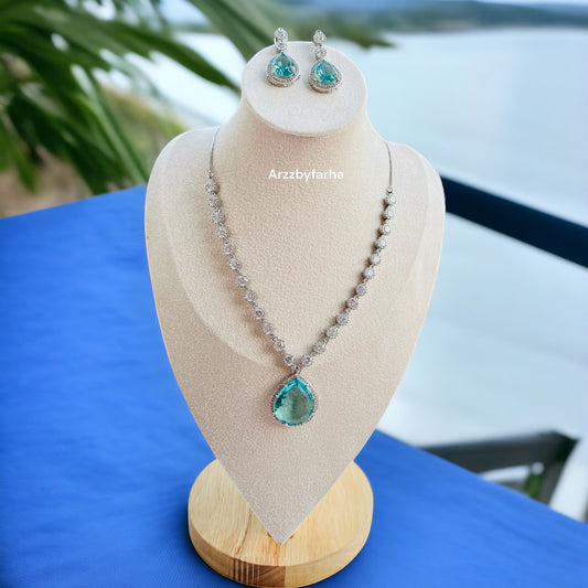 Sea Green AD Zircon Necklace Set