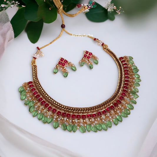 Mint & Ruby Pink Necklace Set