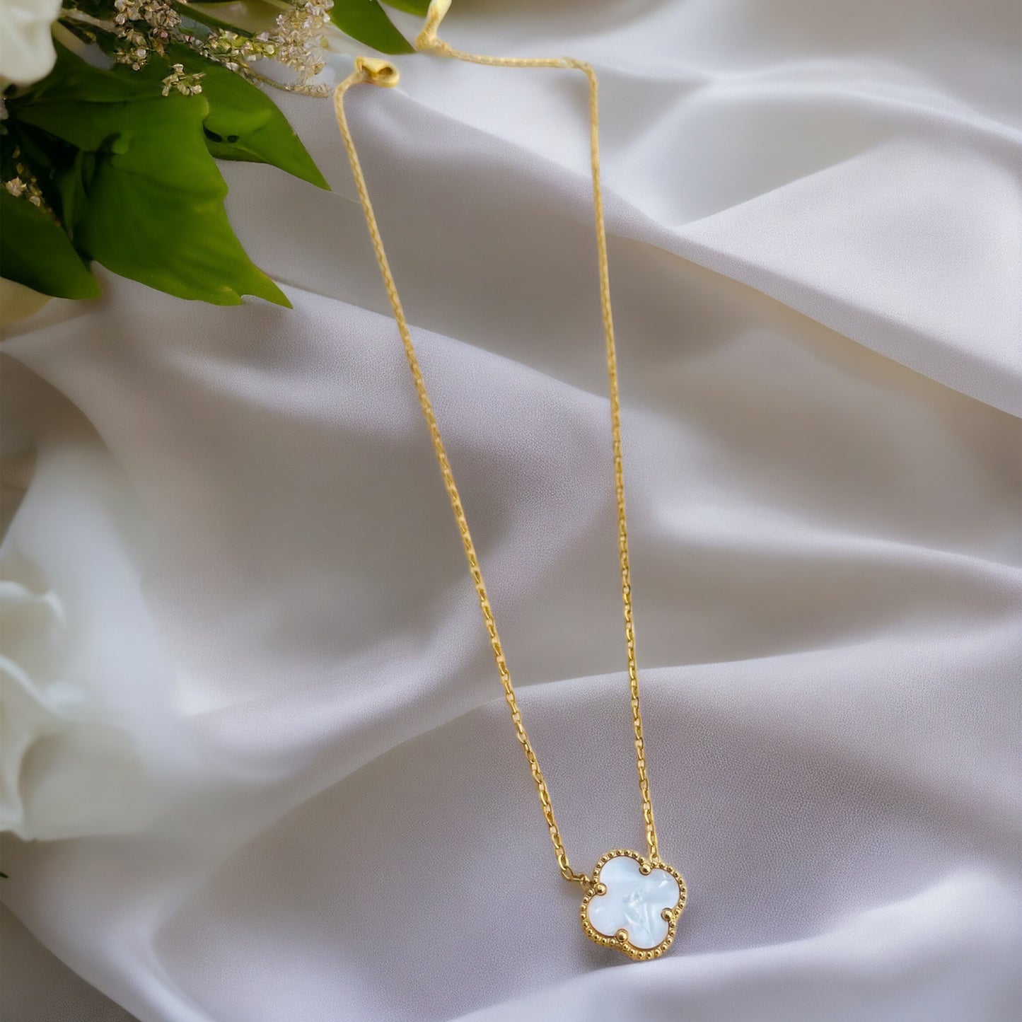 White Clover Pendant Necklace