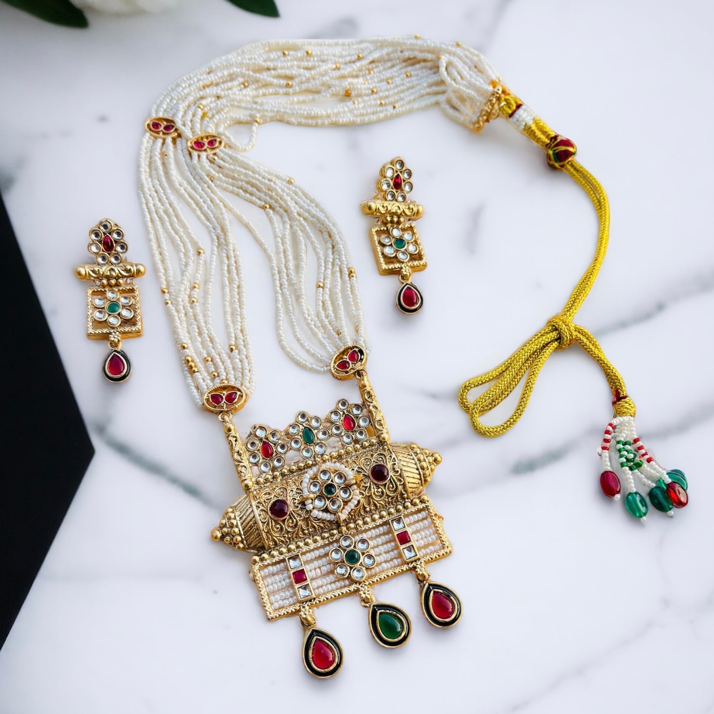 Multilayered Rajwadi Necklace Set