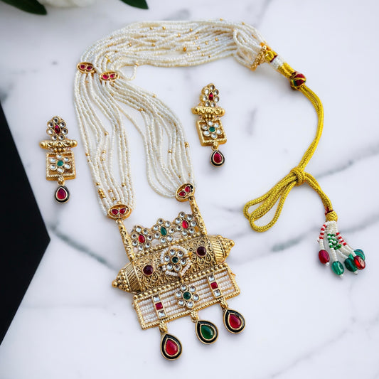Multilayered Rajwadi Necklace Set