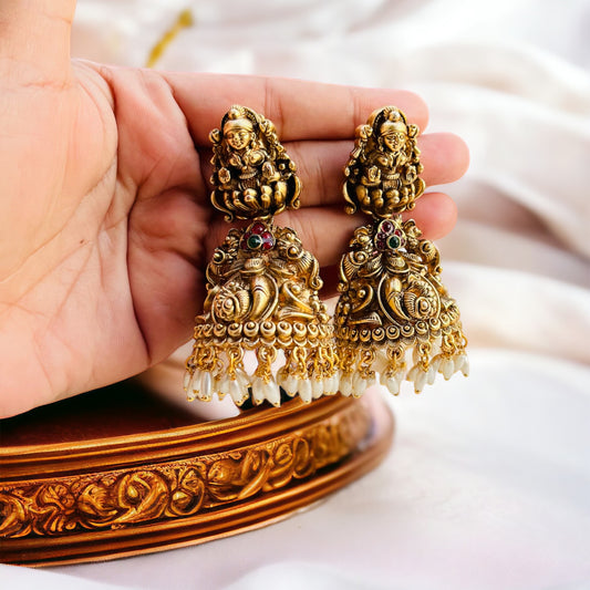 Temple Gols Jhumka Earrings