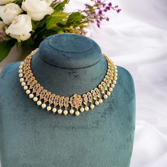 Sleek Moissanite Pearl Necklace Set