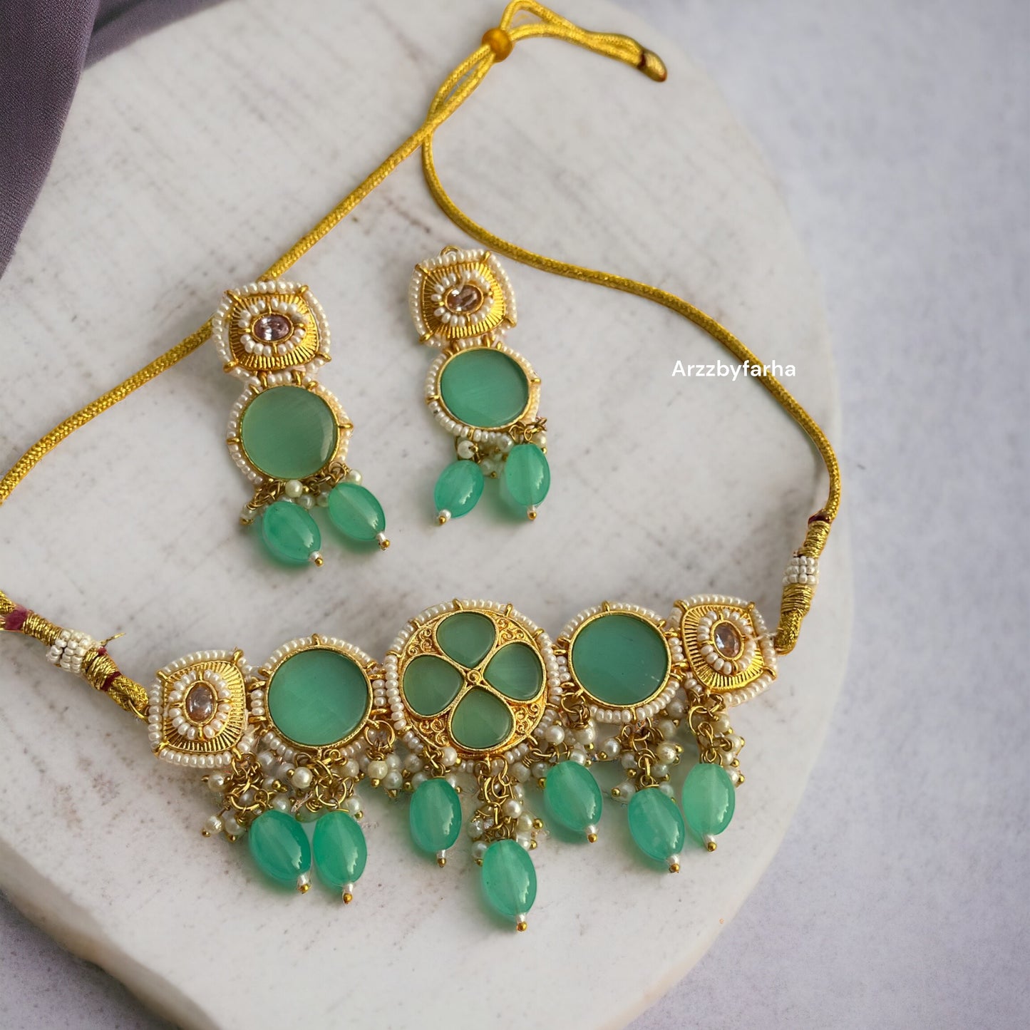 Mint Stone Necklace Set