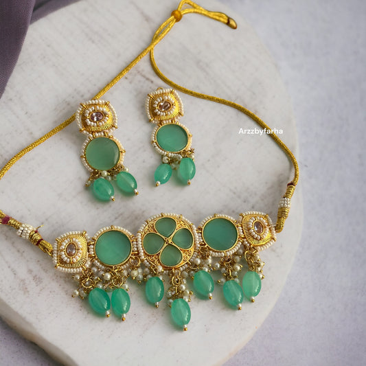 Mint Stone Necklace Set