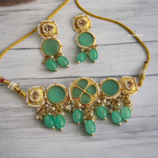 Mint Stone Necklace Set