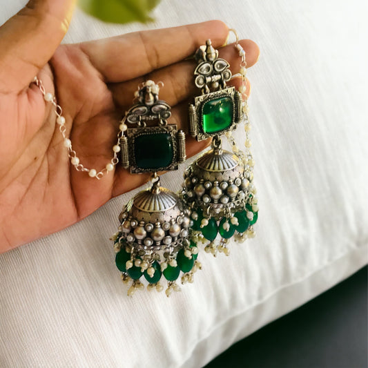 Jhumka With Hair Chain Earrings
