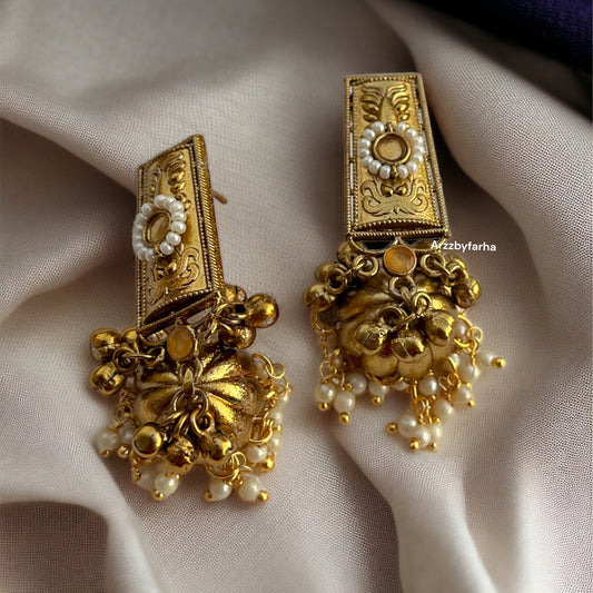 Gold Polish Pinteresty Jhumka Earrings